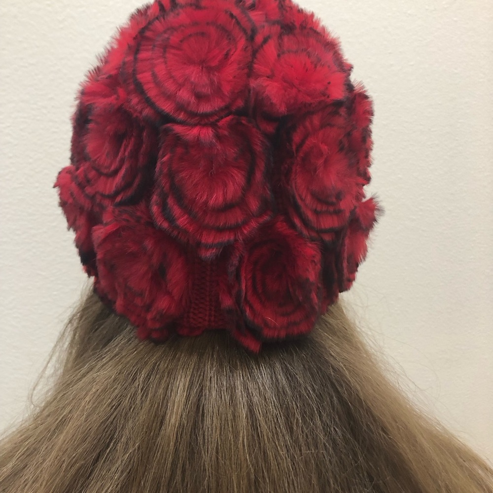 Luxurious Red  Rabbit Fur Women's Hat